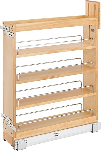 Miniatura 1 de Rev-A-Shelf Organizador de almacenamiento extraíble de 5.5 pulgadas para gabinetes de cocina y baño base con toboganes de extensión completa de