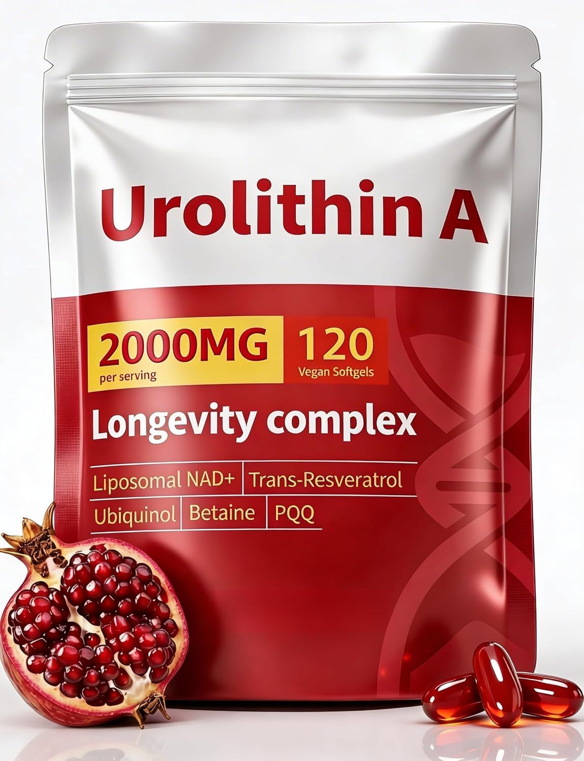 Urolithin A – Muskelkraft, Muskelzellregeneration, Zellenergie 6-in-1-Formel – 2000 mg