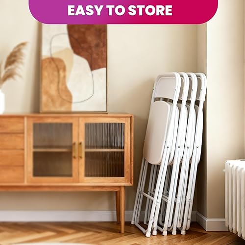 Miniatura 7 de Lightweight Foldable Plastic Chair 10 Pack, Portable Stackable Commercial Seat with Steel Frame, 350LBS Capacity Folding Chair for Indoor & Outdoor,