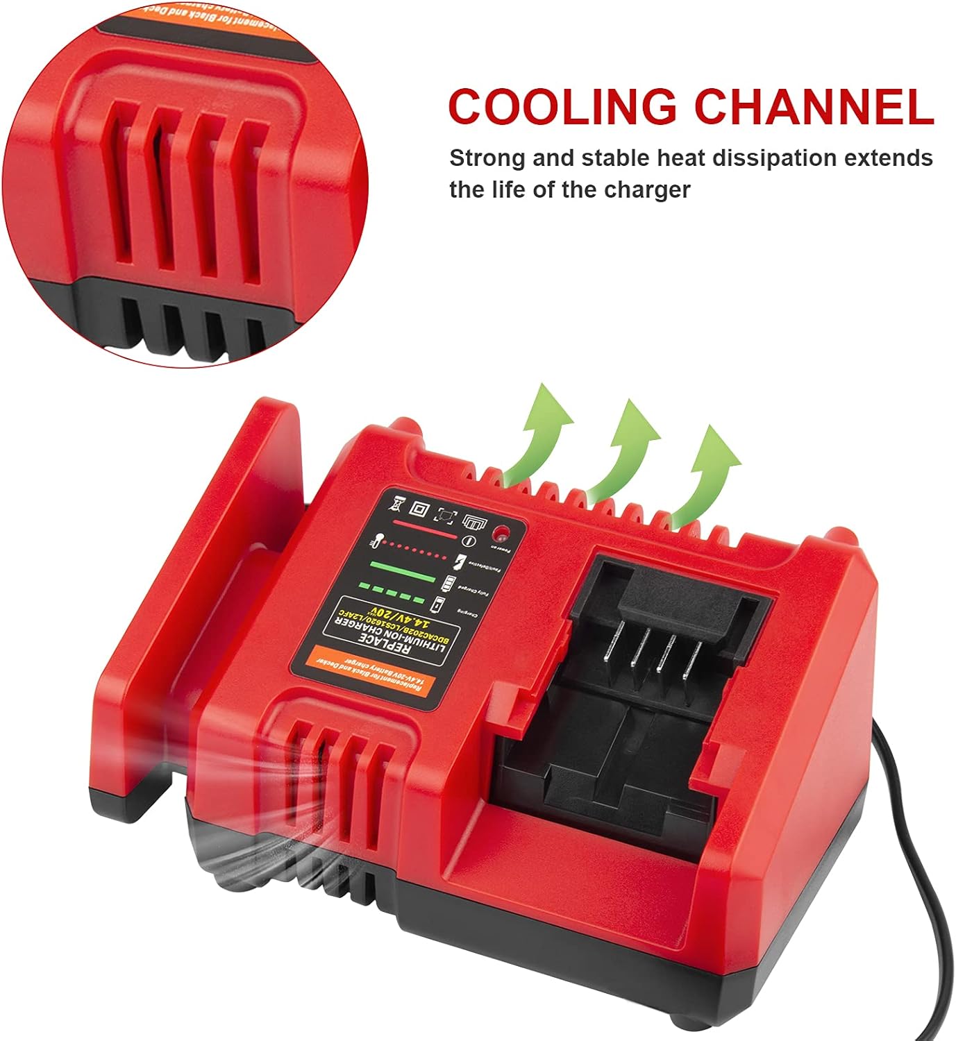 Super Fast 20V Charger for BLACK+DECKER Tools 20V MAX Lithium Battery Charger, (BDCAC202B), LBXR20, LBXR2020, LBXR2020-OPE, LBX4020, LB2X4020, LB2X4020-OPE, LB20, LBX20, LBXR2520 - Image 8