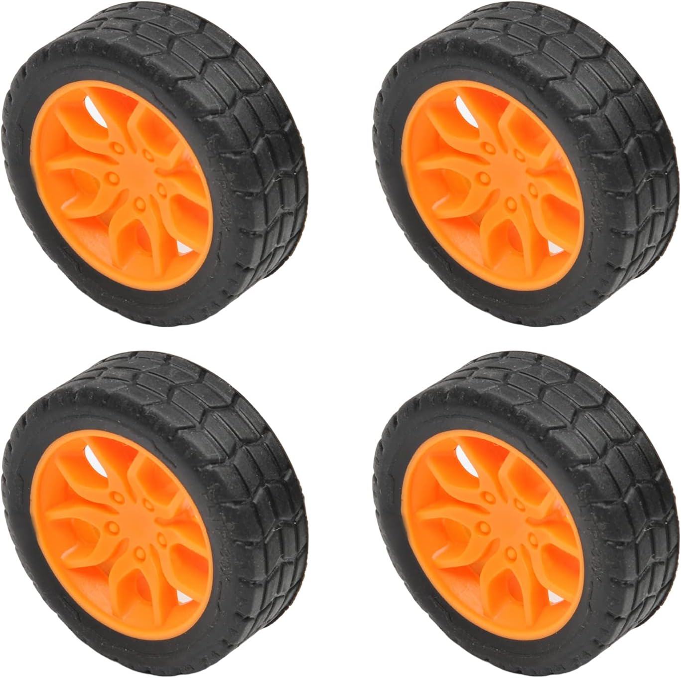 MroMax 30x11mm RC Cars Wheels, 4Packs Black Orange Toys