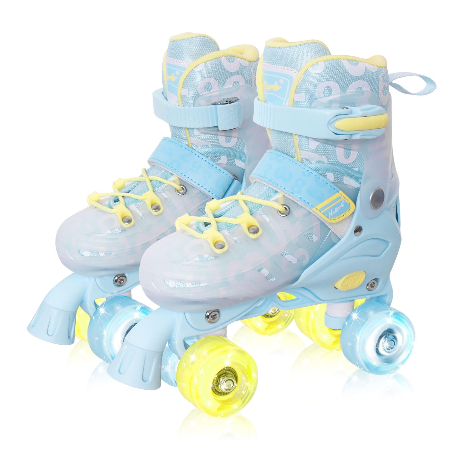 Nattork Kids Roller Skates, 4 Size Adjustable Blue Large (36) for sale