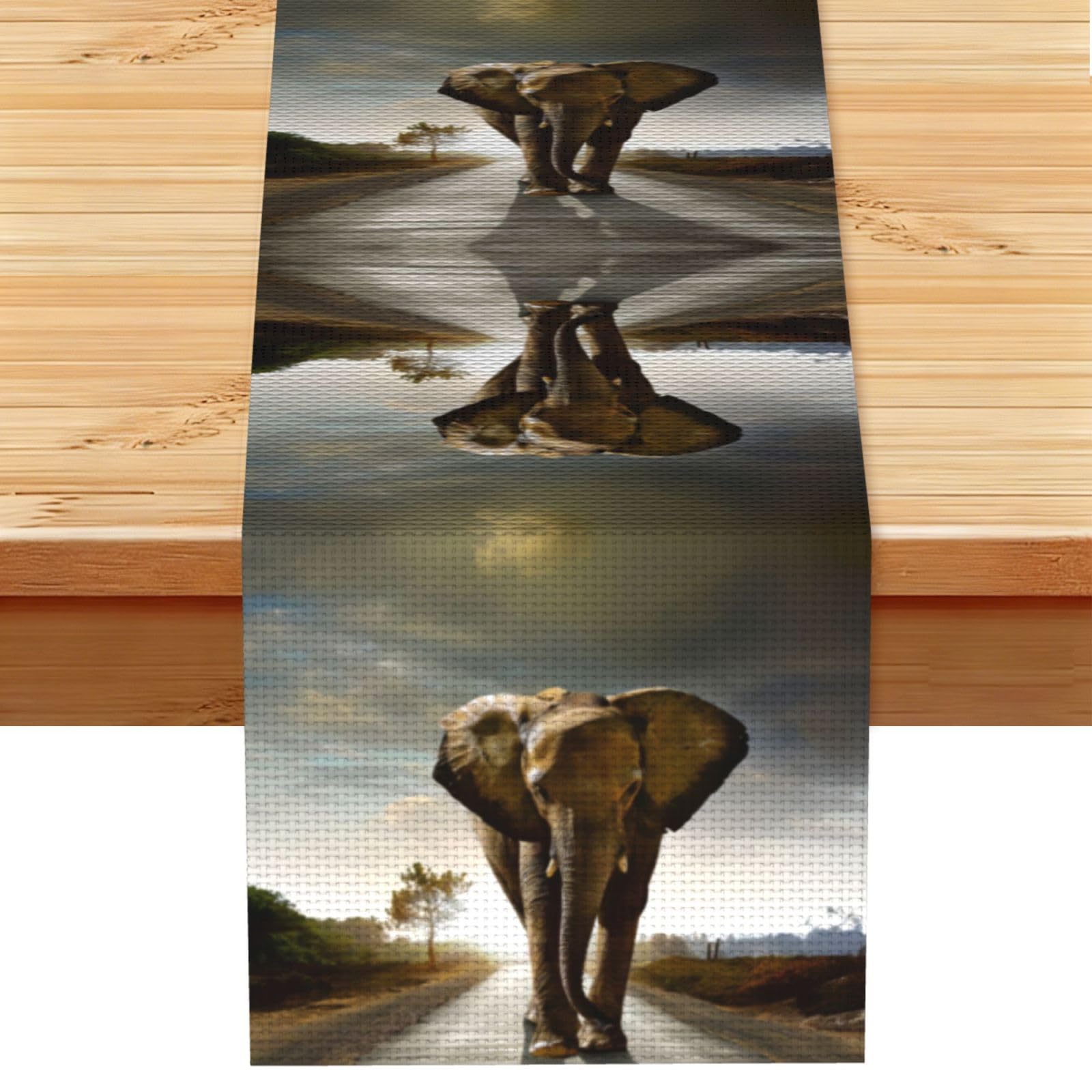 Elephant Linen Feel Table Runner Wedding Party Home Decoration