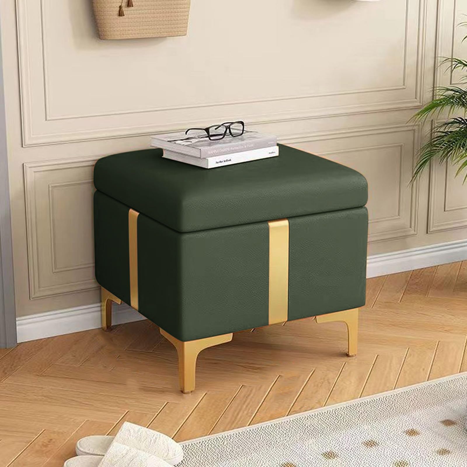 Banc ottoman de rangement en similicuir pour masquer le désordre du salon et du couloir