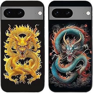 Capa para Google Pixel 7, capa traseira fina de gel de silicone TPU degradável durável com estampa de dragão legal, 2 peças/lote