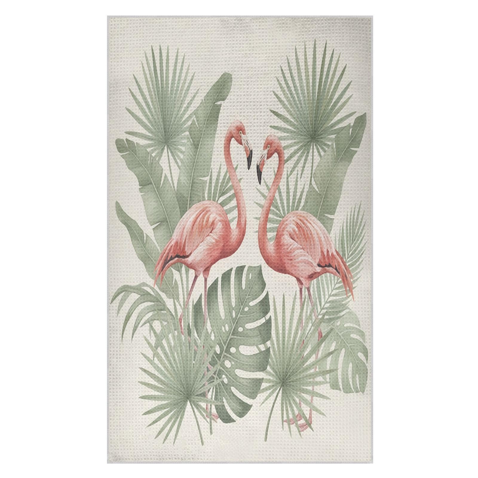 BURSTDDY Coconut Tree Flamingo Kitchen Towels,Absorbent Dish Towels 2 Pack