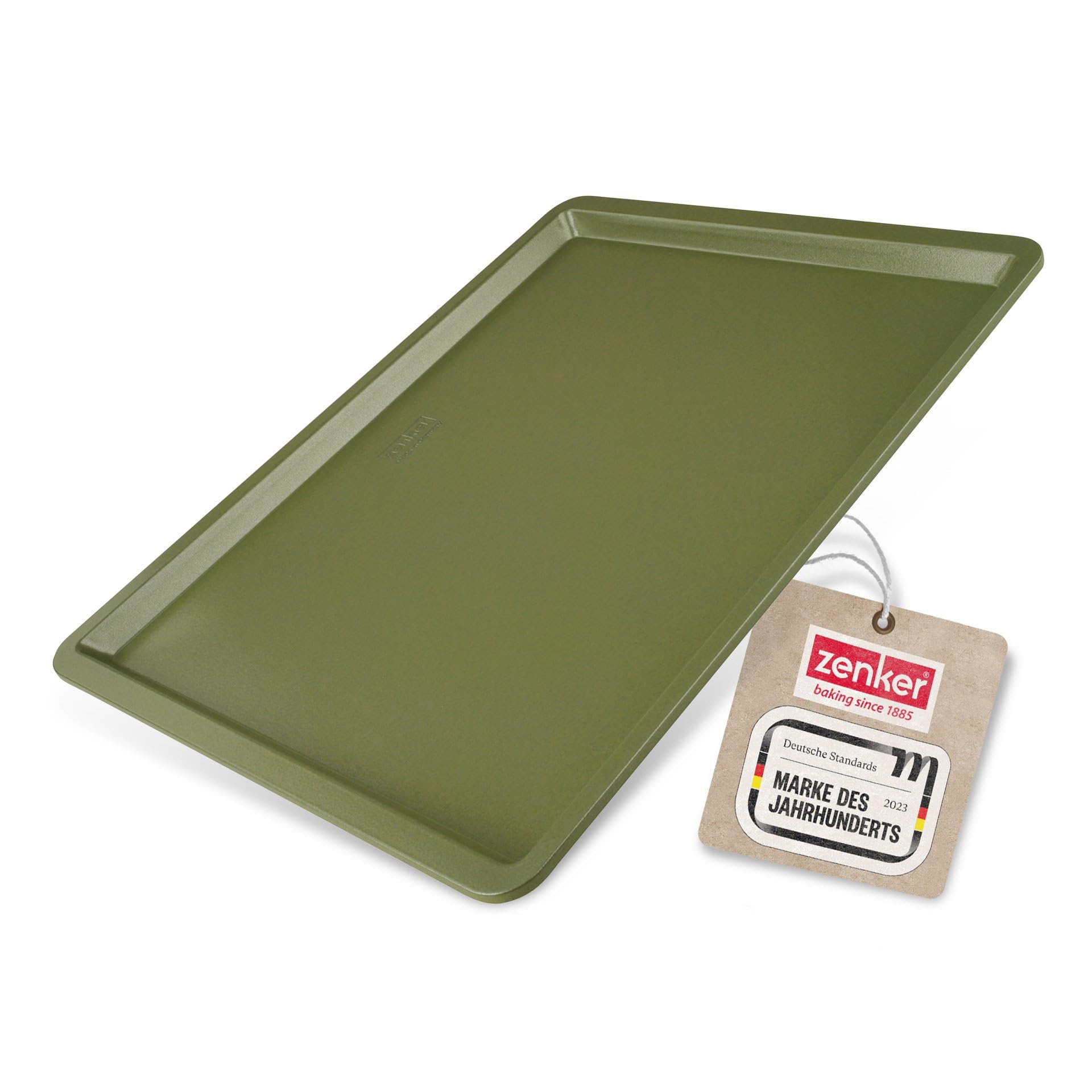 Zenker Backblech 42 cm x 32 cm x 1,5 cm – Hochwertiges und stabiles Ofenblech in grün für den Backofen – Backofenblech mit veganer Antihaftbeschichtung, Zur Verwendung auf dem Backofenrost