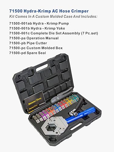 Miniatura 4 de AMZCNC 71500 Kit de crimpadora de manguera hidráulica para A/C, juego de herramientas de prensado de mano con troqueles a presión para reparación de