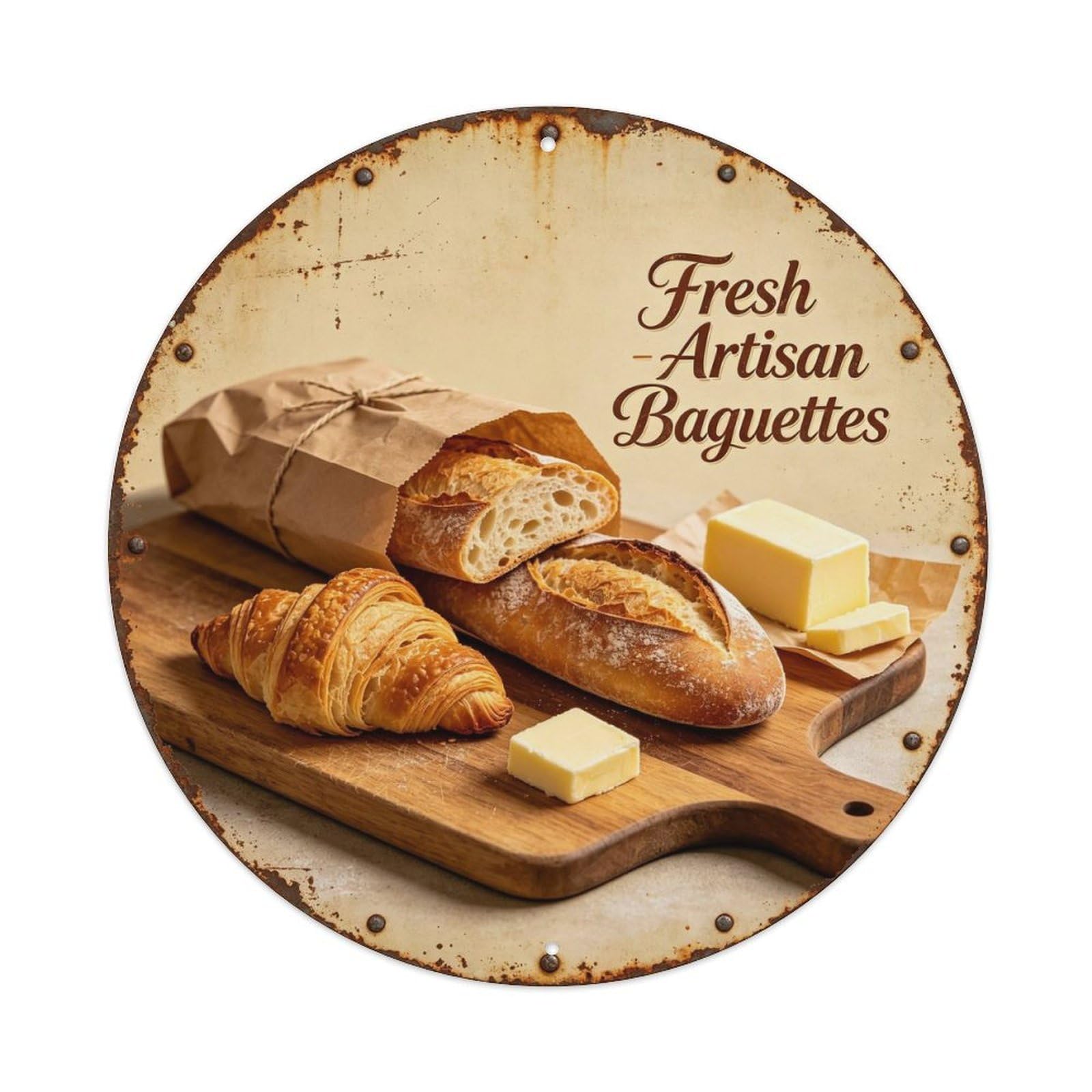 Fresh Artisan Baguettes Metal Tin Sign Plaque
