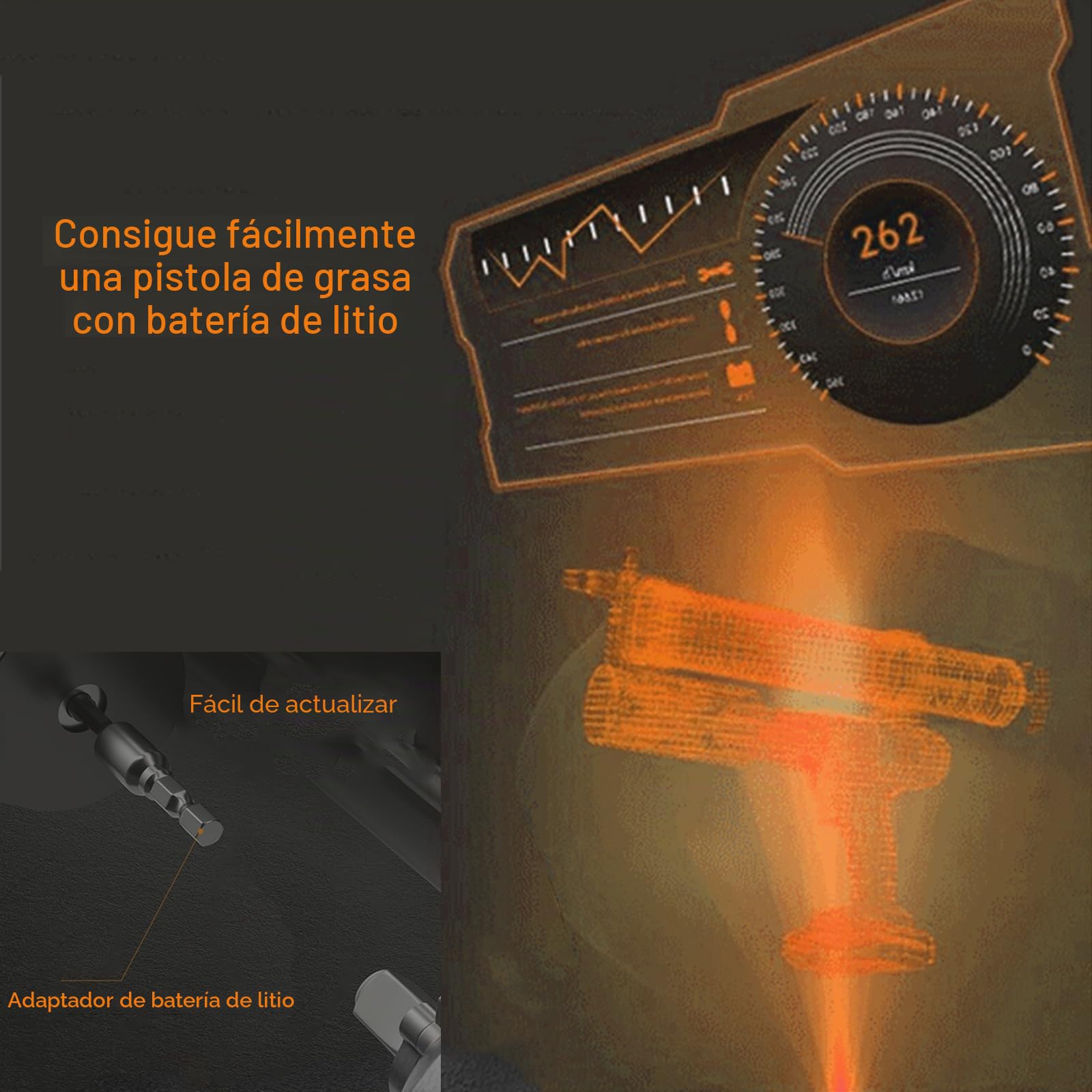 Adaptador de pistola de grasa, convierte herramienta neumática, taladros inalámbricos y controladores de impacto en pistola de grasa eléctrica, cabezal de pistola de conversión universal con acoplador