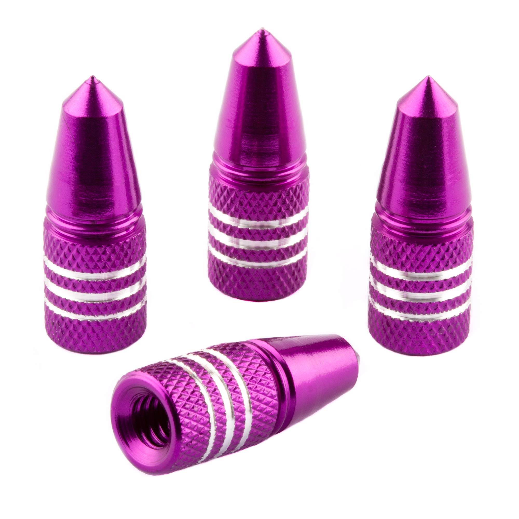 Bike Bits Presta Valve Caps - Anodized Aluminum - Use On Presta/French Valves - Designs: Bullet, Rocket, Hamburger, Pocket Rocket (4 Pack)