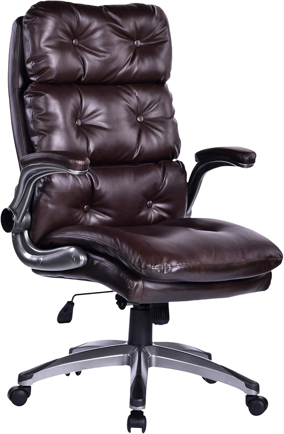 Buy Bosmiller Office Chair High Back Leather Executive Computer Desk Chair Adjustable Tilt Angle And Flip Up Arms Swivel Chair Thick Padding Ergonomic Desk Chair Lumbar Support Office Chair Online In Indonesia B08x287hjv