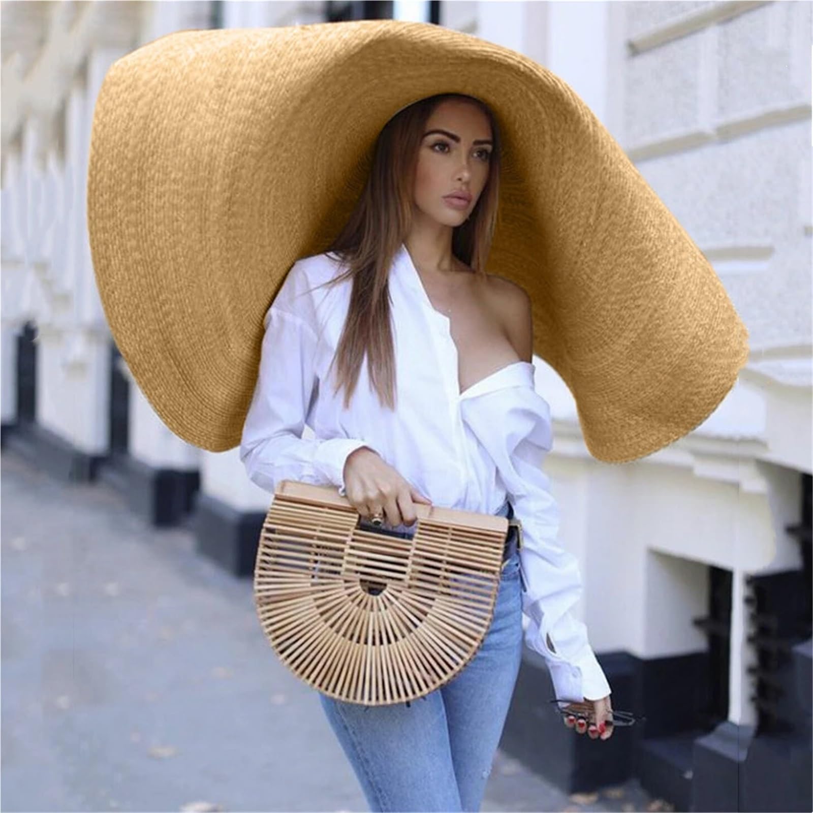Sombrero de paja para el sol, protección de playa de verano, ala ancha, plegable, de gran tamaño, plegable, sombrero, sombrero, sombrero, sombrero, paja