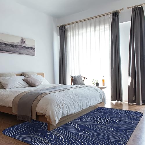 Miniatura 3 de Alfombra de área moderna antideslizante para sala de estar, 5 x 8 pulgadas, montañas abstractas, líneas artísticas, alfombras de cocina, lavable,