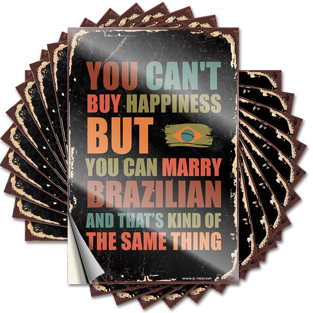 Fzfn Colour Sticker Encouragement, Adulting Helmet You Can't Buy Happiness But You Can Marry Brazilian | Retro Decor(8X12cm)