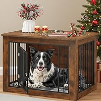 Vista 17 de YITAHOME Mueble de jaula para perros grandes, mesa auxiliar lateral, perrera moderna para perros de interior hasta 60 libras, jaula para perros
