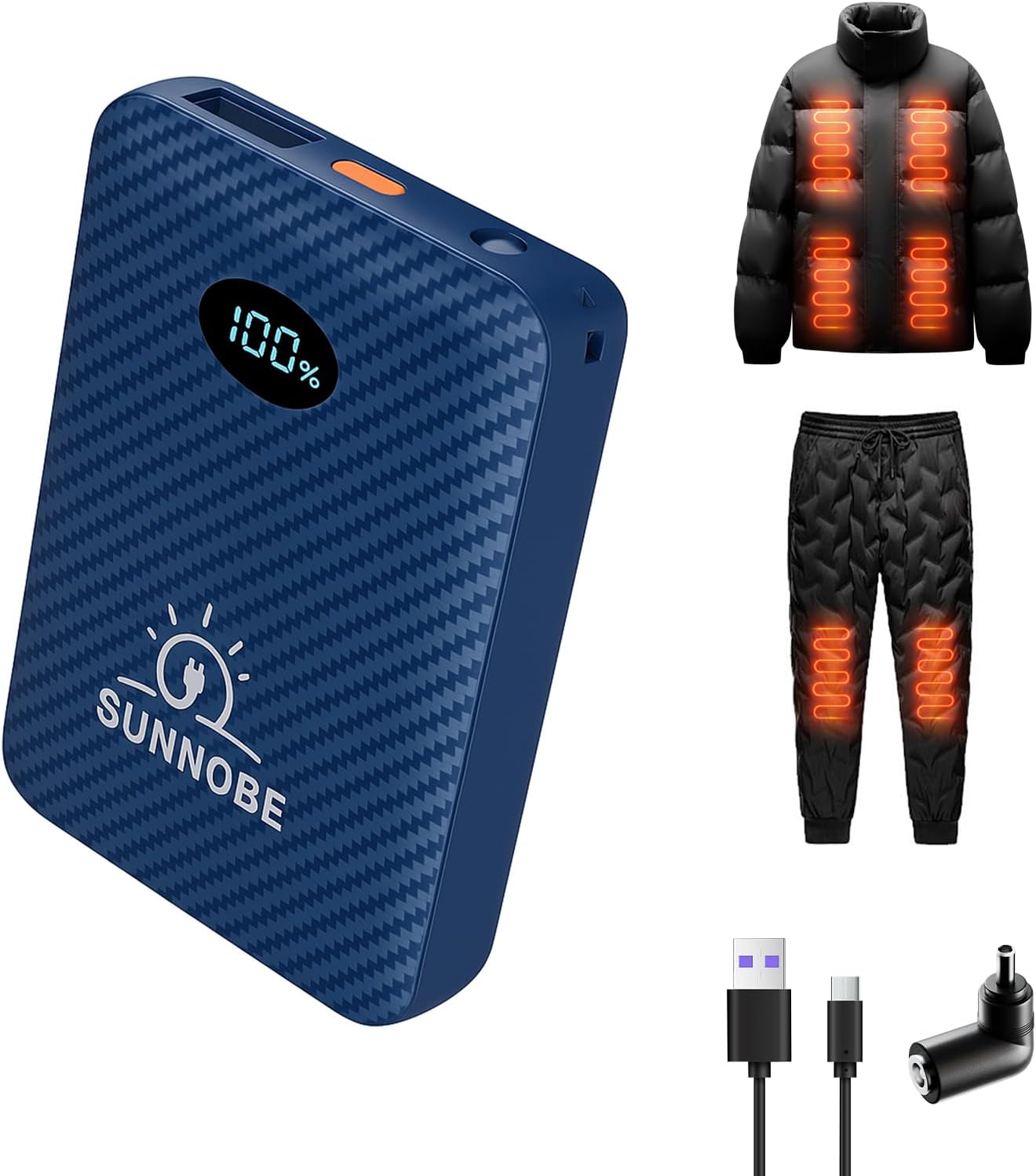 7.4V 14000mah Heated Vest Battery Pack Compatible with DC 3.5/3.8/4mm, 3 Output with LED Display for Heated Vest & Jacket (Suit for 7.4v and 5V Heated Clothing)