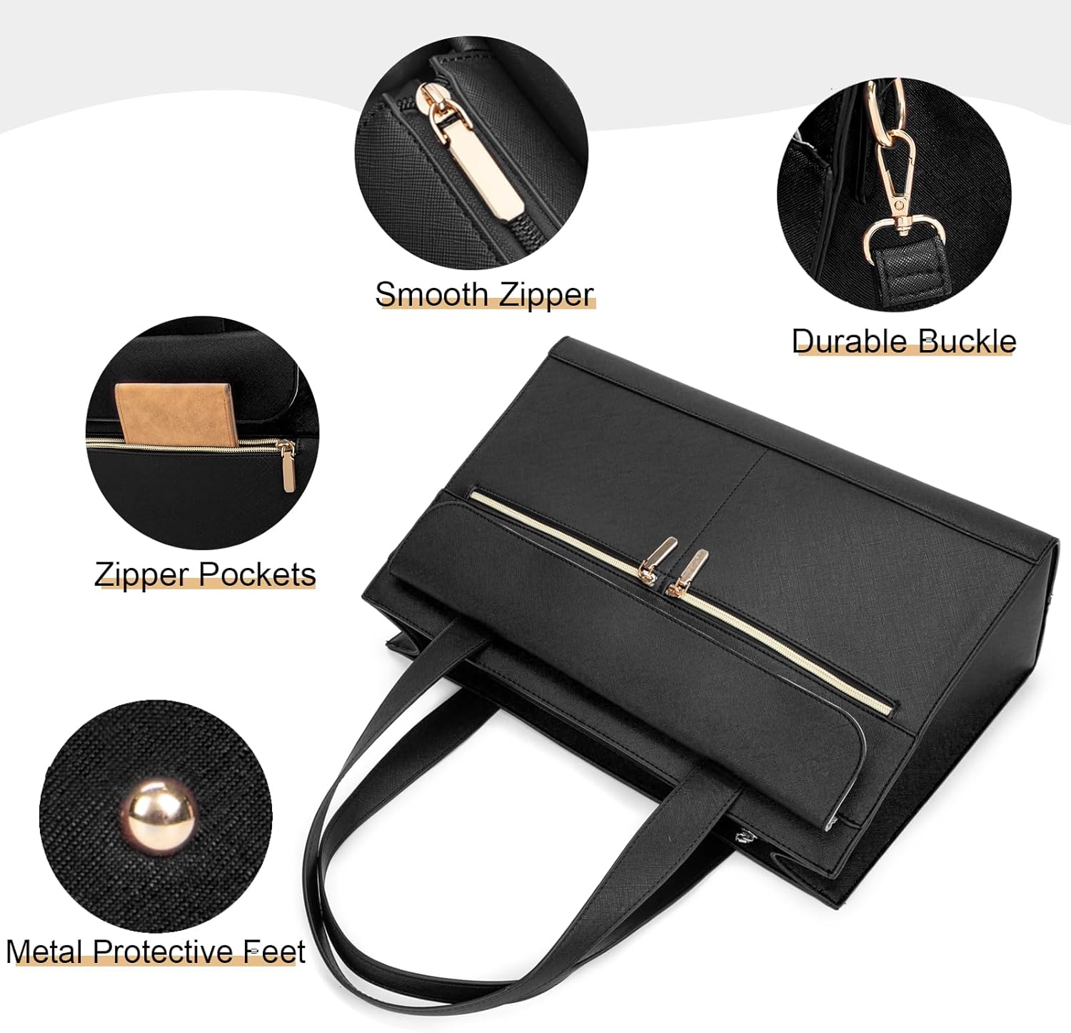 Laptop Bag for Women 15.6 Inch, Professional Tote Briefcase Purse, Eco-friendly Leather Teacher Bag Work Bag for Business