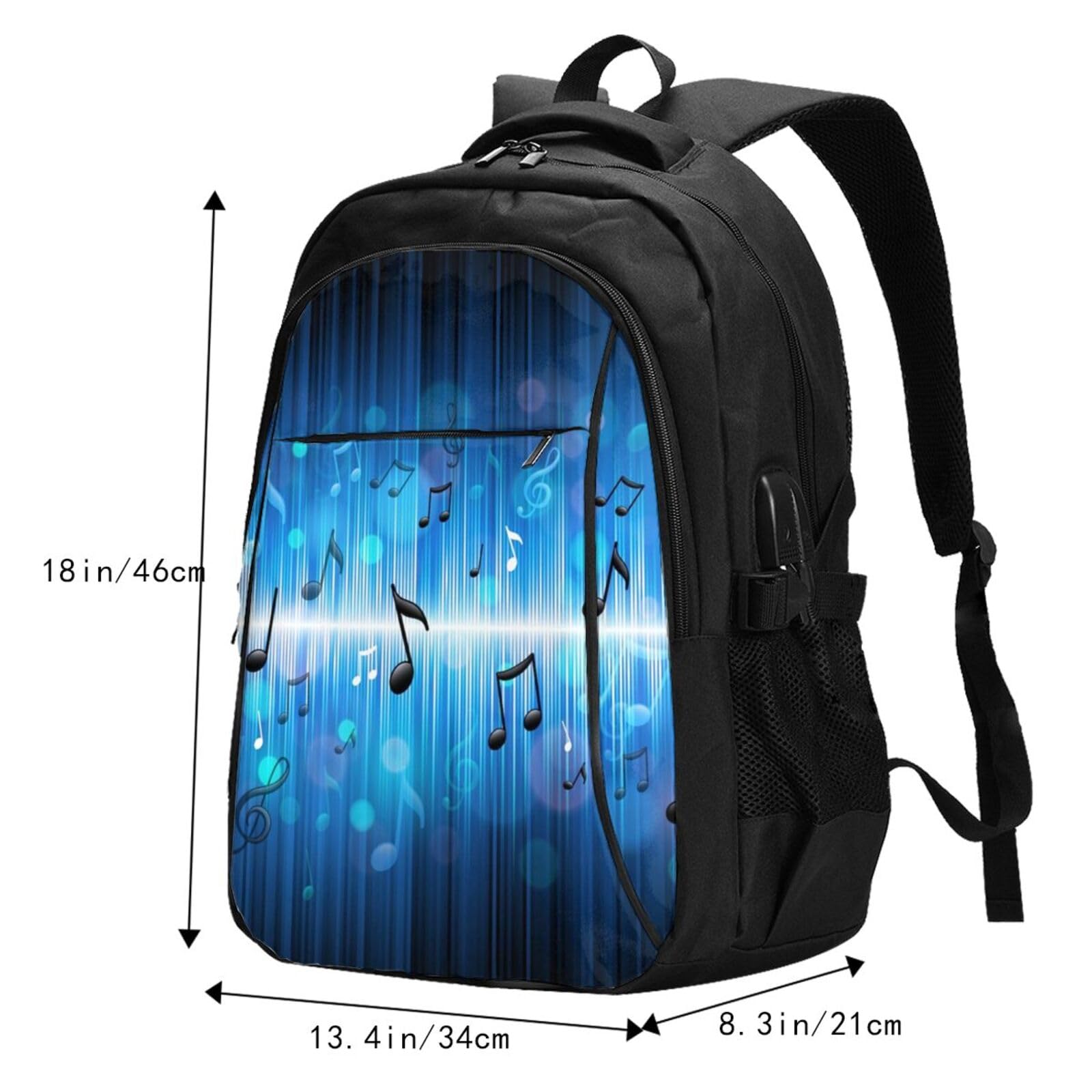 InOmak Musiknoten mit Notenschlüssel, Reiserucksack, Freizeitrucksack, Schulrucksack, Laptop-Rucksack für Damen und Herren