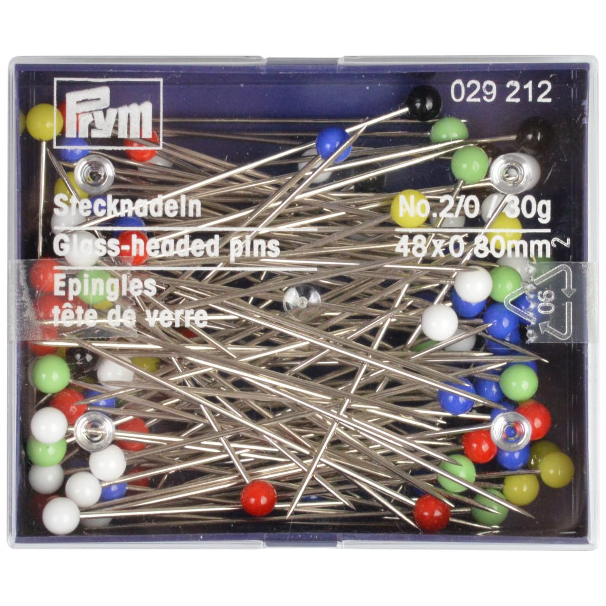 Prym Straight Glass Headed 48mm Pins (30g Box)