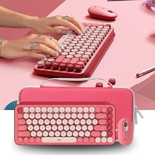 Miniatura 4 de Aproca Estuche de transporte rígido rojo para Logitech POP Keys Teclado inalámbrico mecánico y teclado POP MouseKeychron K2