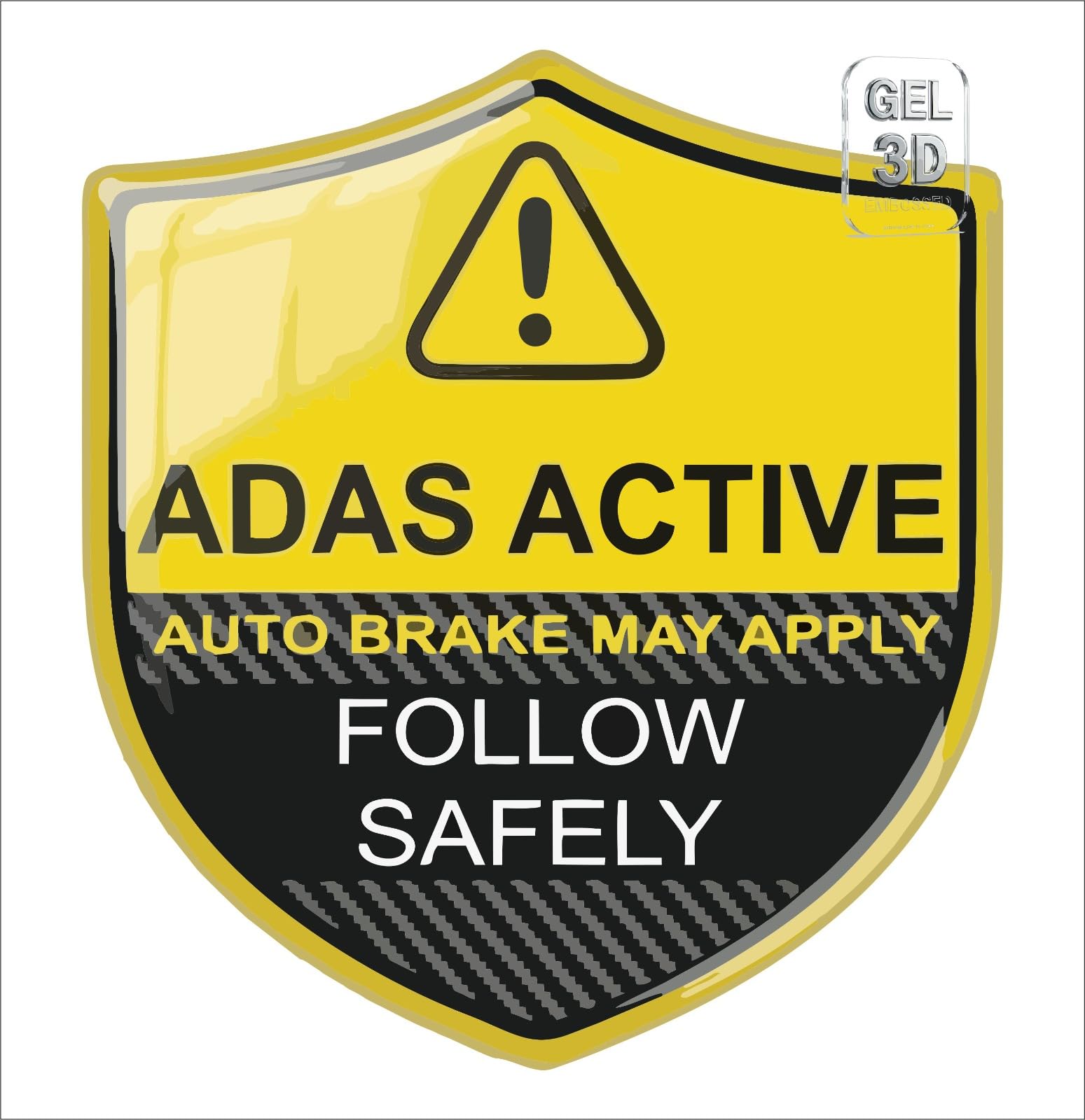 ADAS Premium 3D Emboss, Gel, Active Auto Brake Warning Shield Badge, Yellow and Black, Car Safety Sticker, Follow Safely, Anti Collision, DIY, Water Resistant,UV Protection, Anti scrach, antifade-image-18