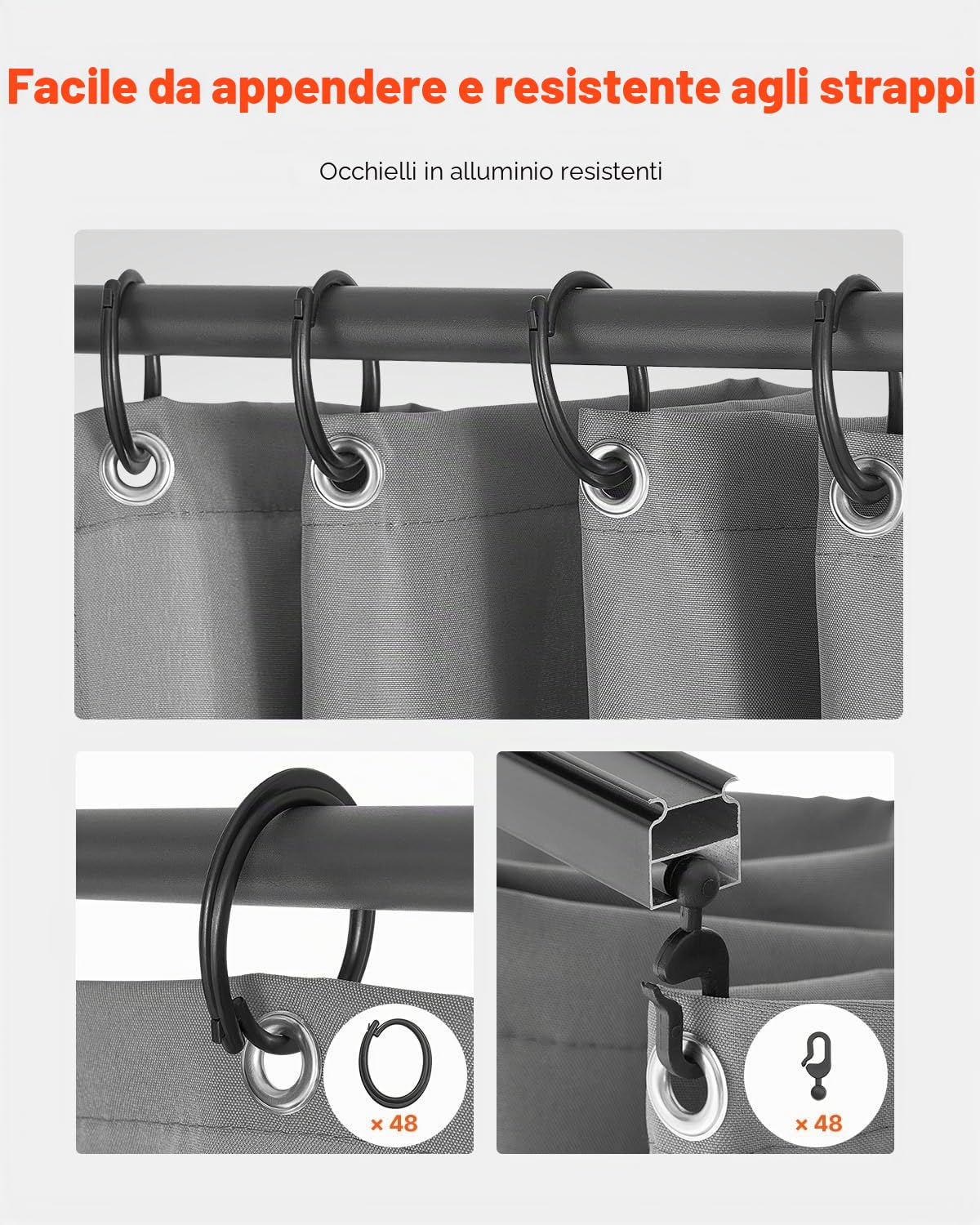 VEVOR Tende per gazebo da esterno, adatte alla maggior parte dei gazebo da 3 x 25 x 18 cm, tende per la privacy a 4 pannelli laterali con cerniere, tende di ricambio per esterni, solo tende, grigio