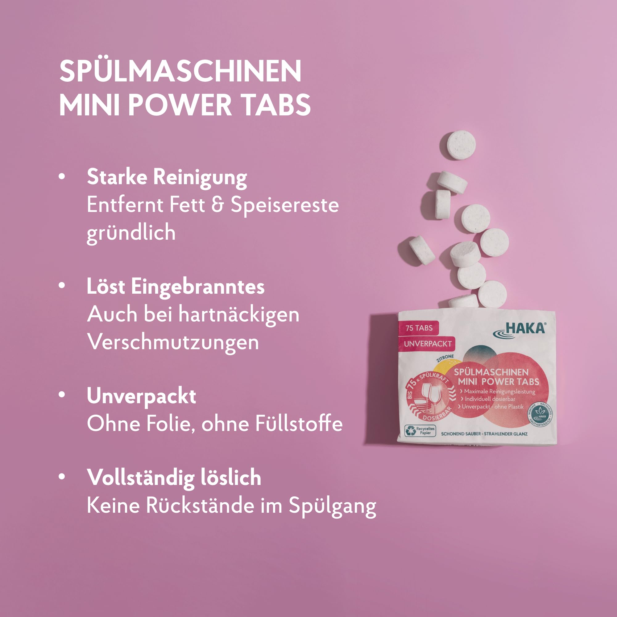 HAKA Spülmaschinentabs, Geschirrspüler, 3x 75 Stück, Fettlösekraft