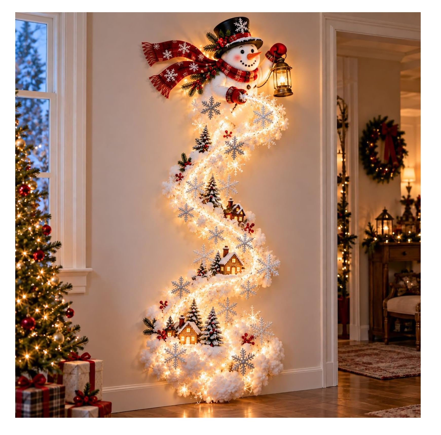 Christmas Magic Trail Wall Light, LED Cascading Christmas Wall Decor，E