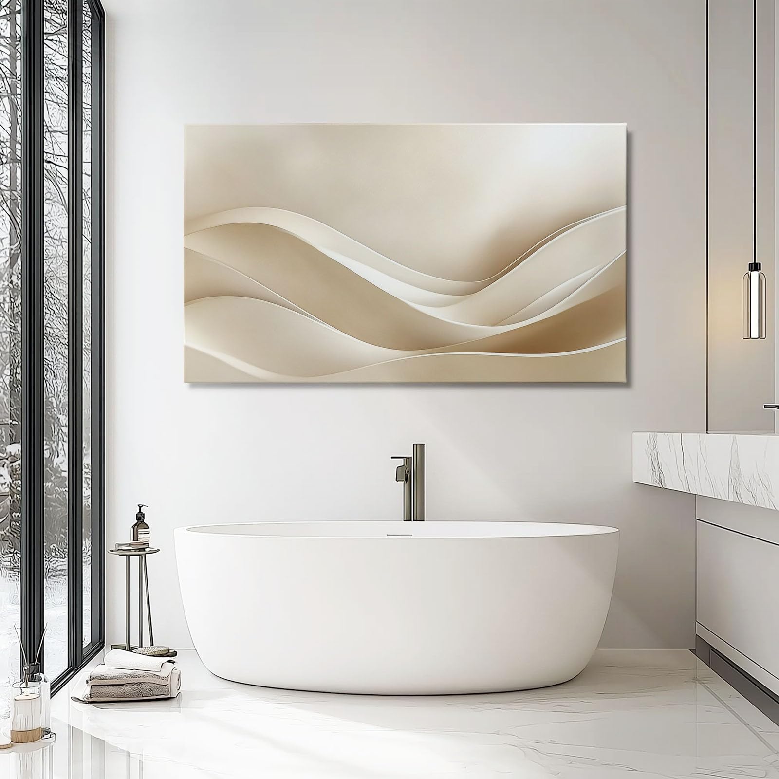 Cuadro sobre Lienzo 150 x 50 cm (Sin marco), Cuadros Lienzos Rayas Simples Y Onduladas Para Salón Dormitorio Comedor Oficina, Moderno Luz Grande Decoracion