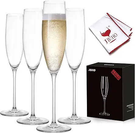 JBHO Champagne Glasses-Elegant Flutes-Gift-Box-Hand Blown Champagne Flutes Glass-100%...