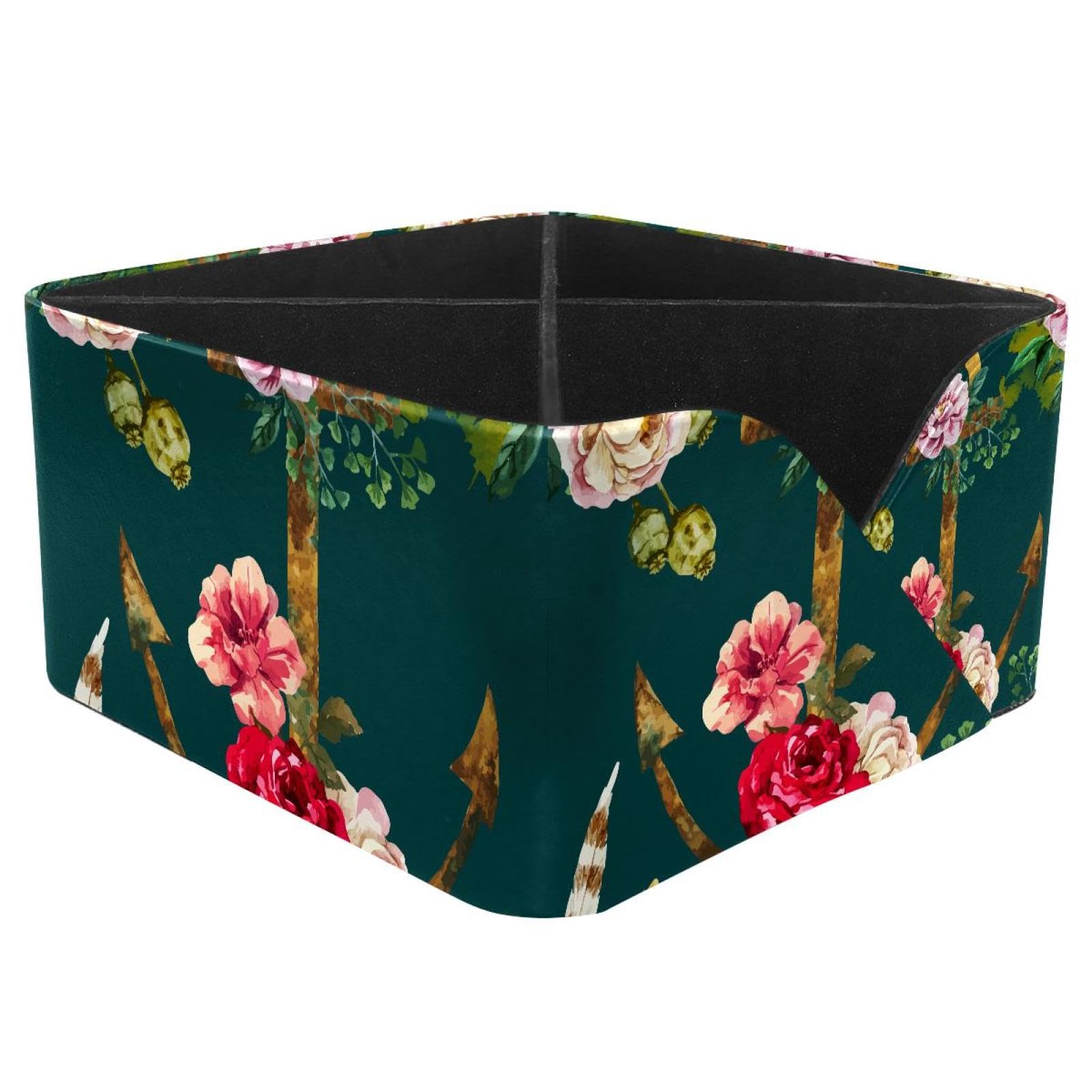KengjuTesu Old Anchor with Flowers Desktop Organizer Pen Holder, Rectangular Pencil Cup for Office, Study and Makeup Stations
