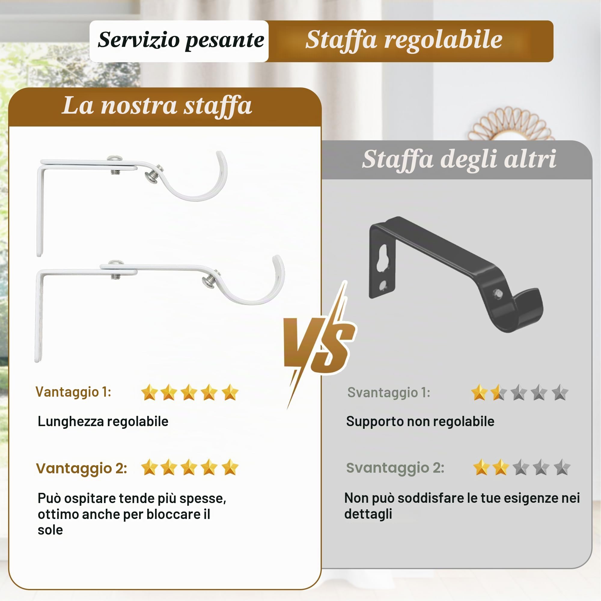 Bastone per tenda angolare in acciaio bianco, 76-345 cm, regolabile, da parete, finitura liscia e lucida