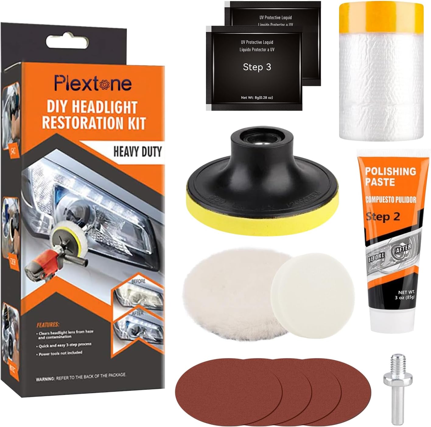 – Professional Headlight Restoration Kit DIY Headlamp Brightener Car Care Repair kit Head Lense Clean(automatic) (S202) 1