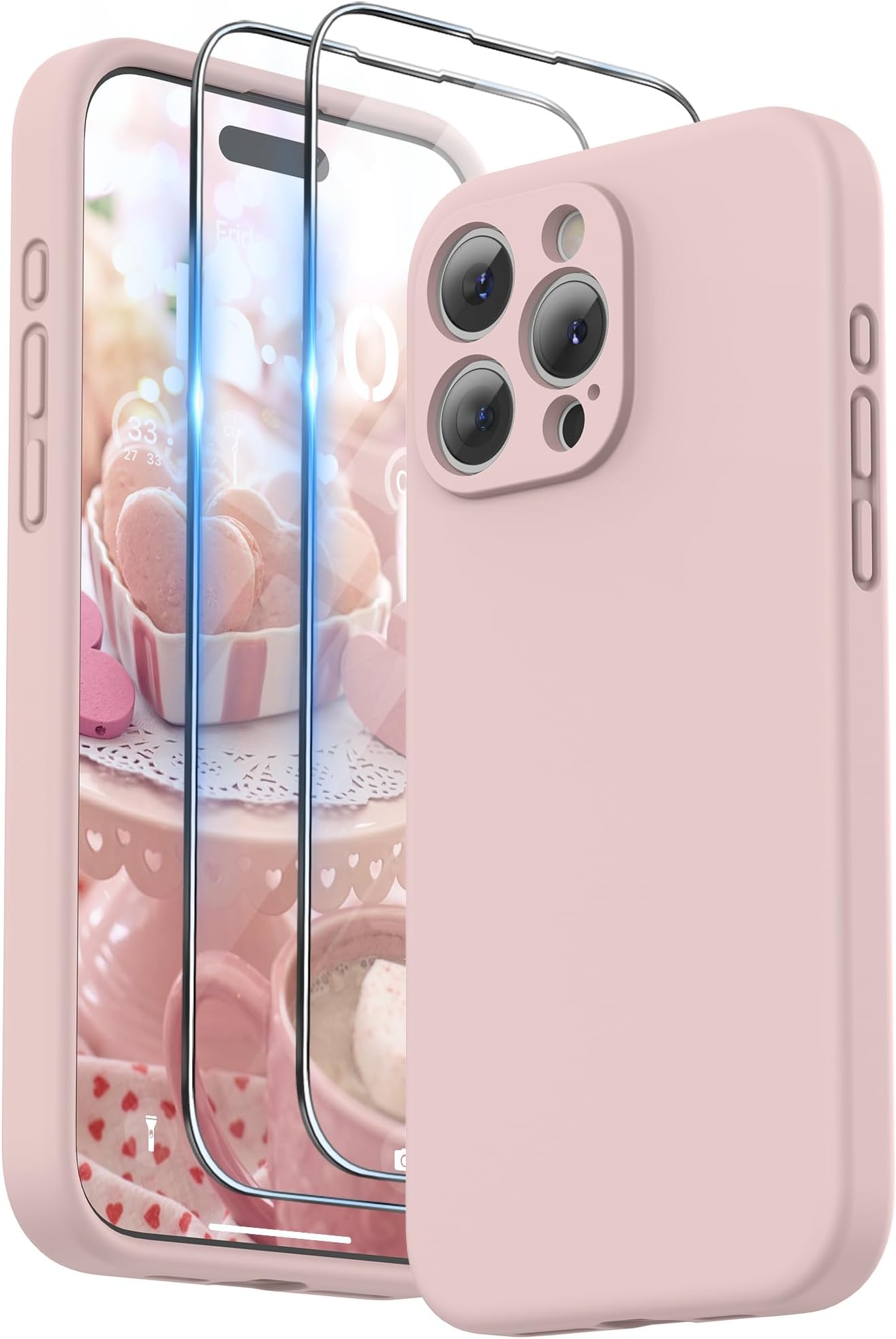 Coque Pour iPhone 15 Pro Max Silicone Rose + Verre Trempe Little Boutik® - Apple/iPhone 15 Pro Max - little-boutik