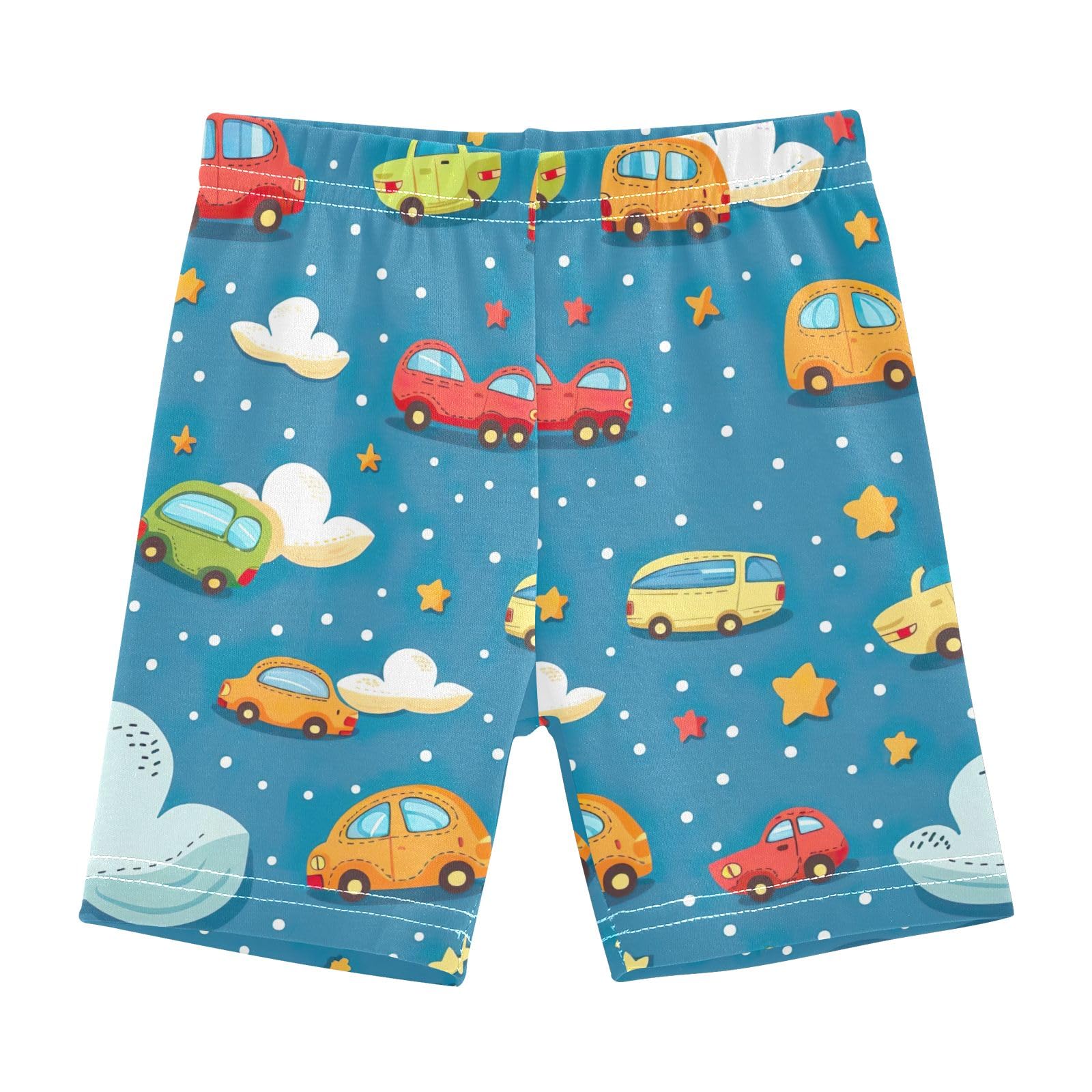 CHIFIGNO Cute Cartoon Cars Blue Bike Shorts Girls' Cartwheel Shorts Under Dress Dance Short Summer Clothes for Girls Size 6