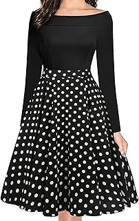 Women's Vintage Off Shoulder Pockets Casual Floral A-Line Party Cocktail Swing Dress OX232