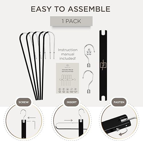 Vista 7 de MORALVE Perchas para pantalones que ahorran espacio – Perchas europeas de madera de haya y jeans – Organizador de armario y estante para pantalones