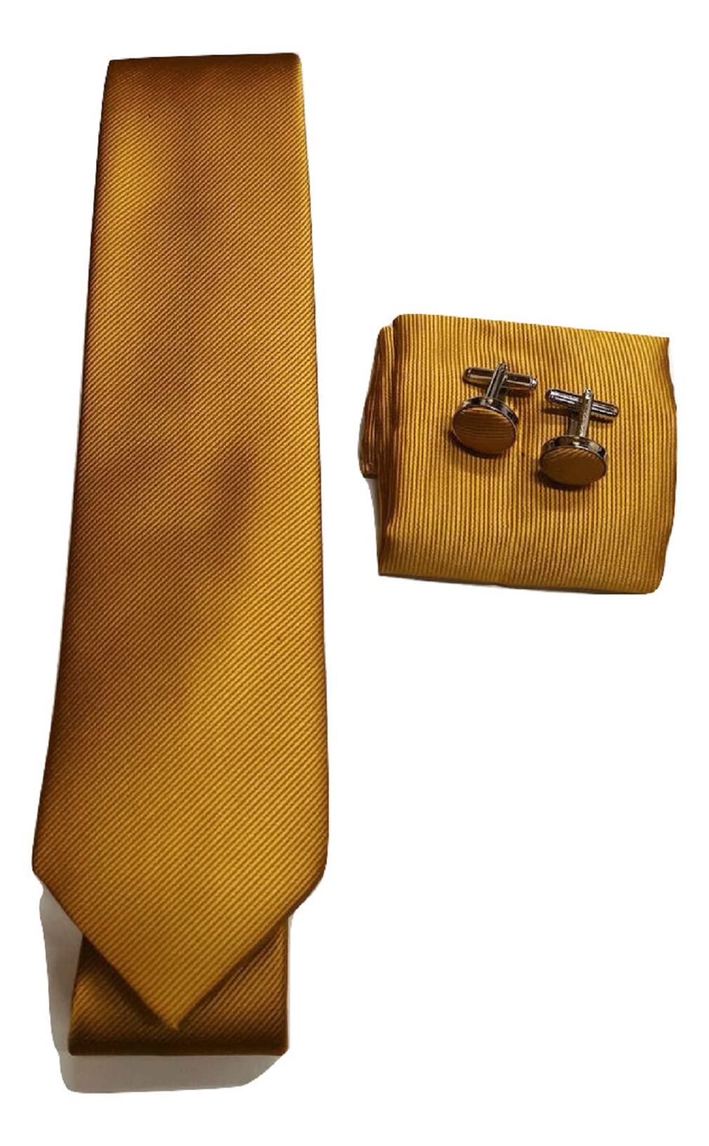 L&L® Golden Mustard Collection Woven Paisley Jacquard Silk Knit Satin Tie Wedding (Gift Box Tie Set)