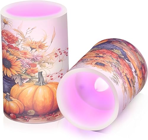 Vista 149 de Velas parpadeantes sin llama, velas LED moradas de mariposa lavanda con temporizador remoto, juego de 2 velas a pilas para San Valentín, boda