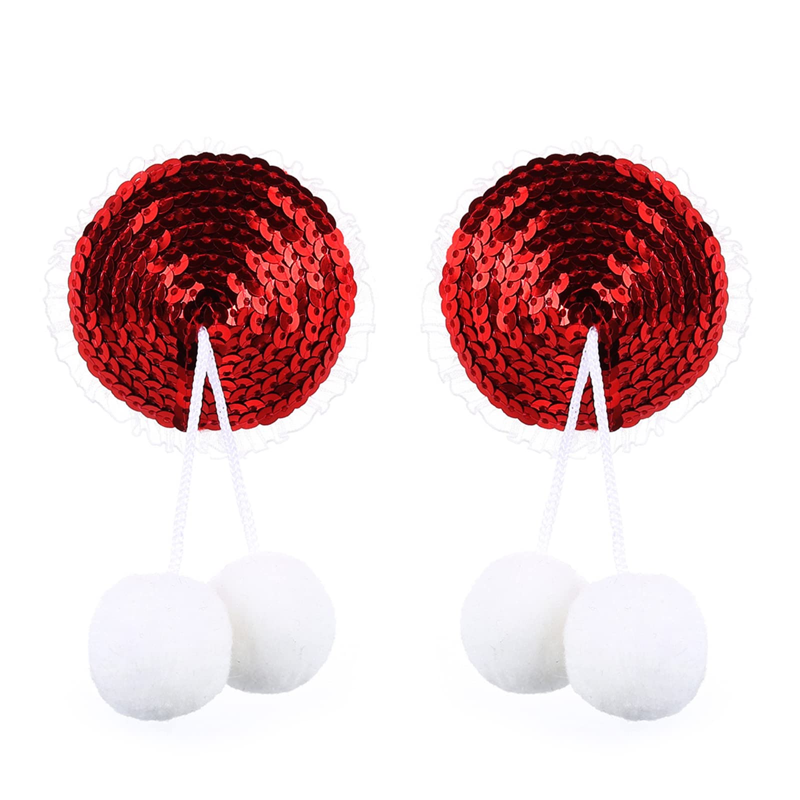 ifoto1 Pair Christmas Nipple Cover, Christmas Nipple Tassel, Santa Hat Sequin Nipple Pasties, Self Adhesive Silicone Nipple Covers Breast Pads, Reusable Nipple Covers for Cosplay Costume Party Accessories