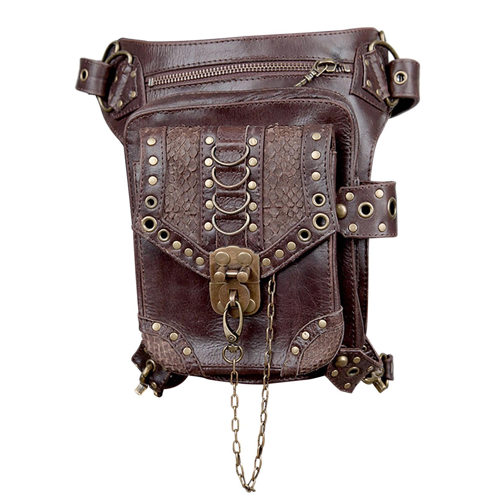 Steampunk, rinascimentale - Borsa medievale in pelle PU con custodia | Steampunk,Borsa da cintura Borsa Steampunk alla per escursionismo, viaggio, uomo donna