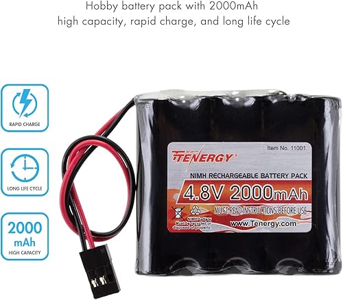 Miniatura 8 de Paquete de baterías RX NiMH Tenergy para receptor 48V 2000mAh con conector Hitec para autos y aviones RC