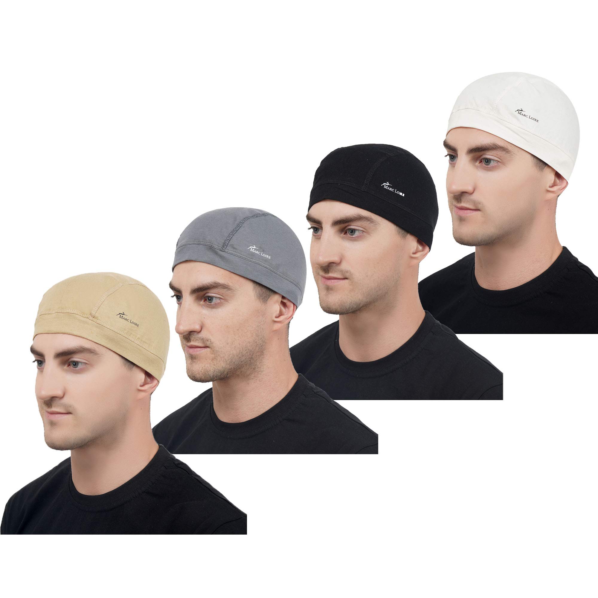 Marc LoireLightweight Stretchable Motorcycle Sweat Wicking Under Helmet Skull Cap for men and women Protects from Wind, Sun, Dust for biking, Cycling and Outdoor Activities (Pack of 4, Multi-Color)