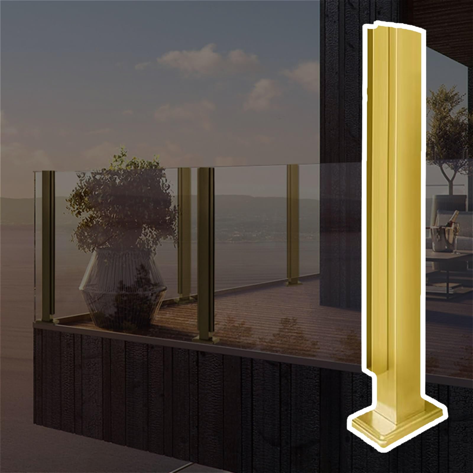 postes para barandillas de vidrio Paneles De Balaustrada Pilar Con Ranuras Y Base, Columna De Cristal De Alta Resistencia Para Barandillas/tabiques/terrazas, Poste De(A-EDGE,Height 70cm)
