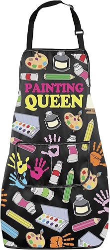 MNIGIU Delantal ajustable para pintor, pintura de regalo, con bolsillos, divertido regalo temático para artistas