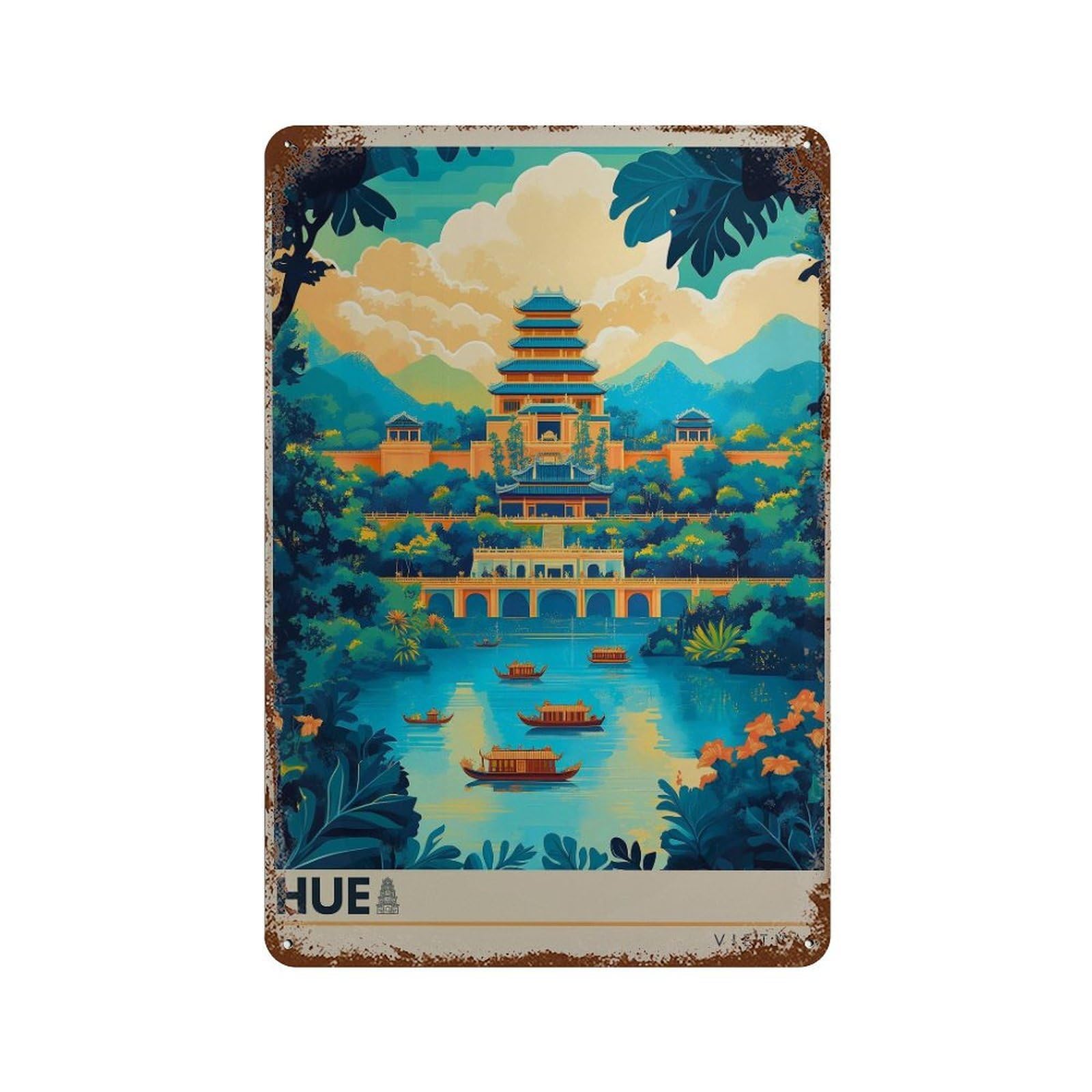 xiaoxiaoshen Hue Vietnam Travel Ancient City Wall Decor Art Metal Tin Poster Modern Home Decor Art Home Bar Shop Decorations Vintage Sign 30x20cm