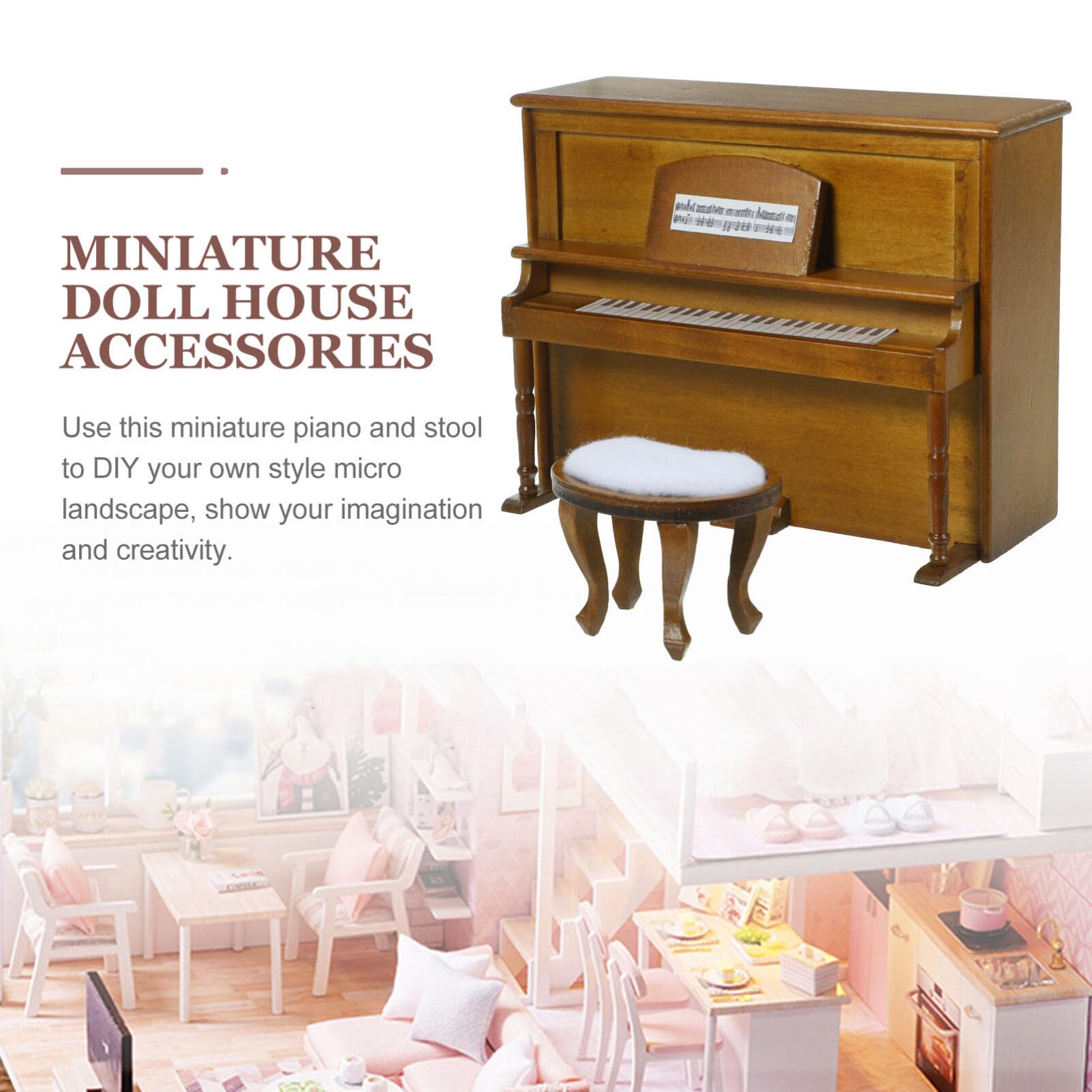 Amazon.com: GANAZONO Miniature Piano with Stool 1 12 Scale Wooden