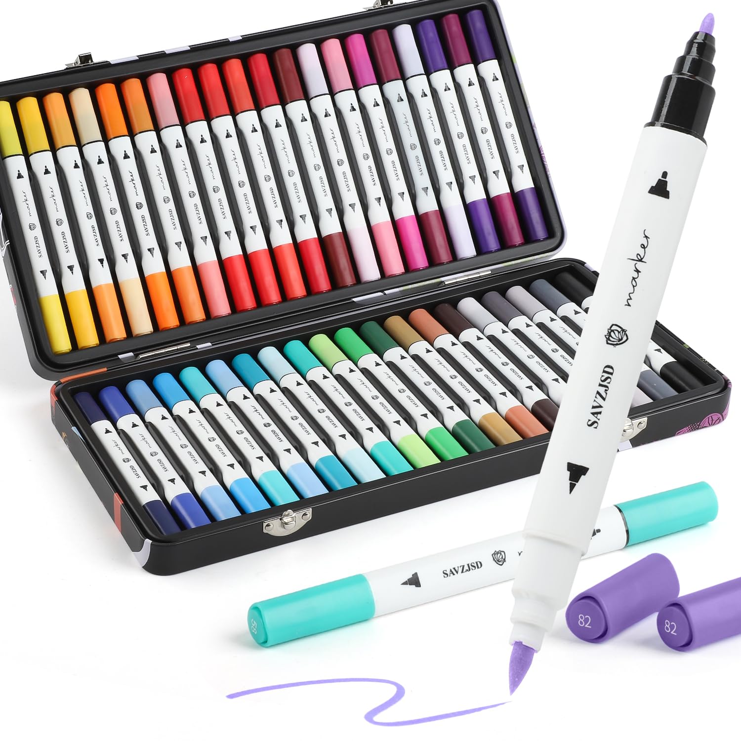Amazon.com: SAVZJSD 40 Colors Alcohol Markers, Premium Dual Tip