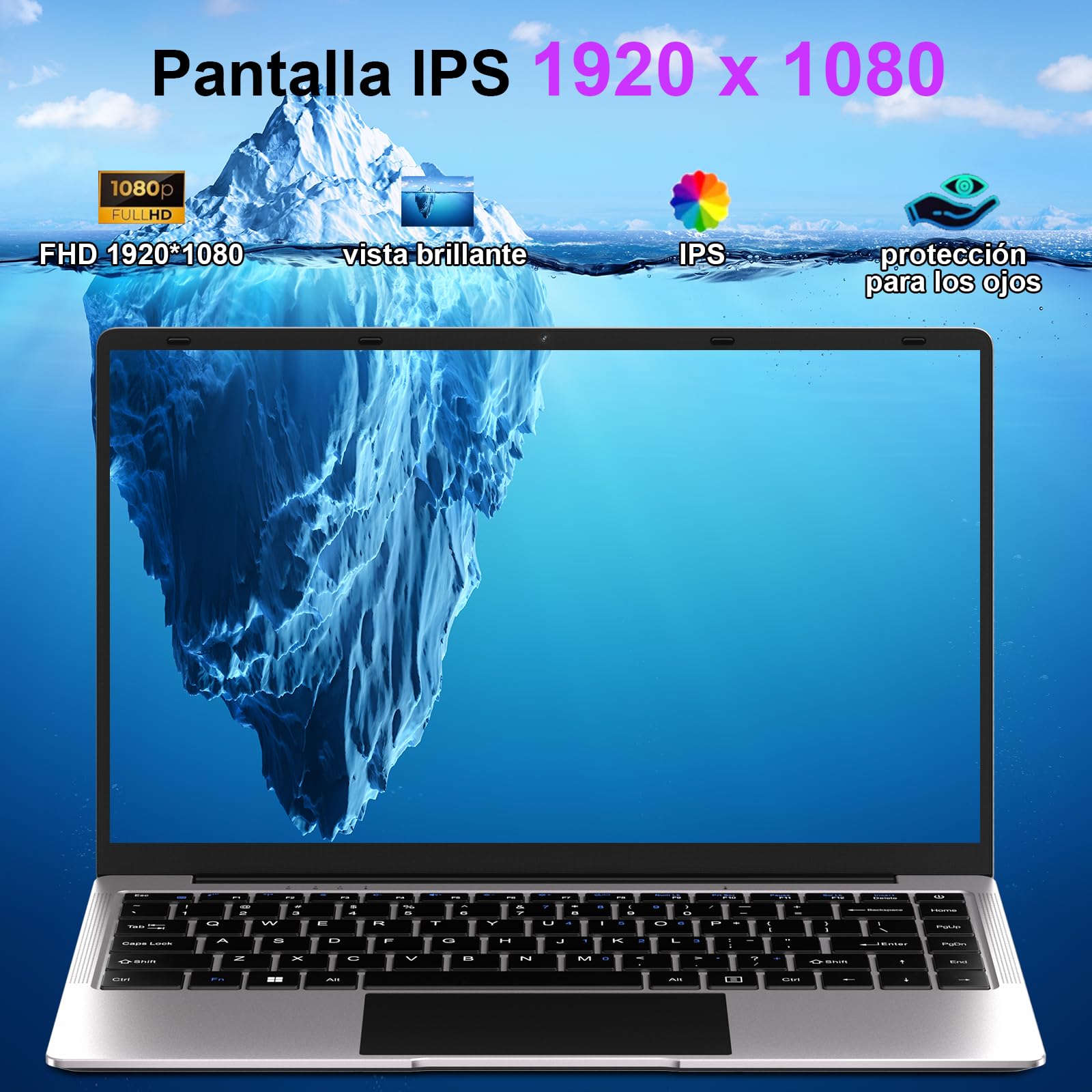 bvate 2026 Ordenador Portátil 14" Win11 8GB 256GB SSD Soporte 1TB SSD Expansión Portátils 2.4G+5G WiFi BT 4.2 USB HDMI 1920x1080 FHD con Ratón Inalámbrico y Teclado Español Membrana - Plata